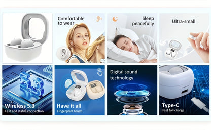 Wireless Earbuds MSHUKCOE Ultra-Thin Sleep and Game Modes with Compact Case in Khaki or White