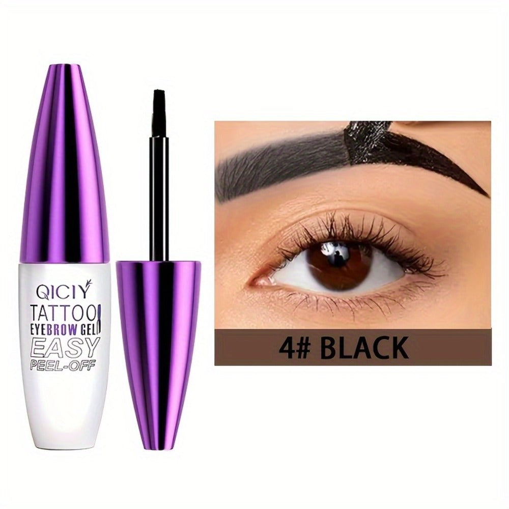 Eyebrow Tint Gel 4-Pack Semi-Permanent Tattoo Brow Gel Peel-Off, with Plant-Based Squalane, 4 Shades for All Skin Types