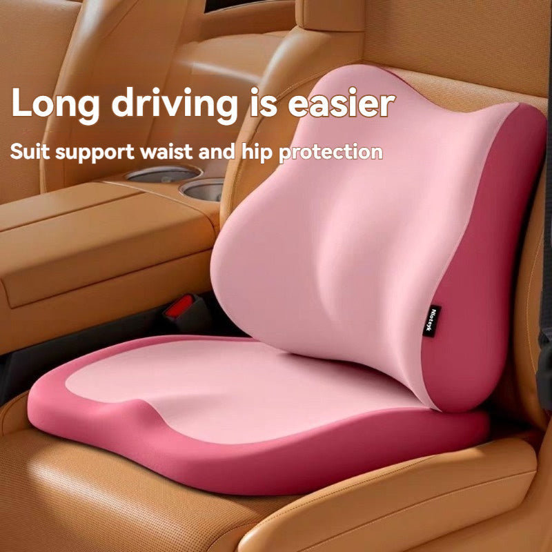 Car Seat Cushion & Lumbar Support Set – Memory Foam Driver Booster Pad for Car & Office Chair, 5 Colors