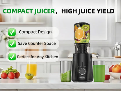 Masticating Juicer Cold Press - 4.25" Wide Feed Chute Auto-Feed Slow Juicer for Whole Fruits & Vegetables