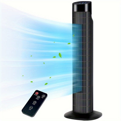 Tower Fan 31 Inch Bladeless, 80° Oscillating Standing Fan with Remote Control, 7.5H Timer & 3-Speed Settings