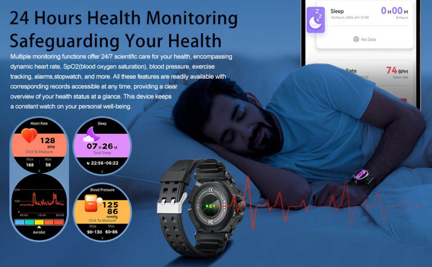 Smartwatch 2-in-1 with Built-In Earphones, 1.46 Inch IPS Touchscreen and 100 Sport Modes with Extra Strap