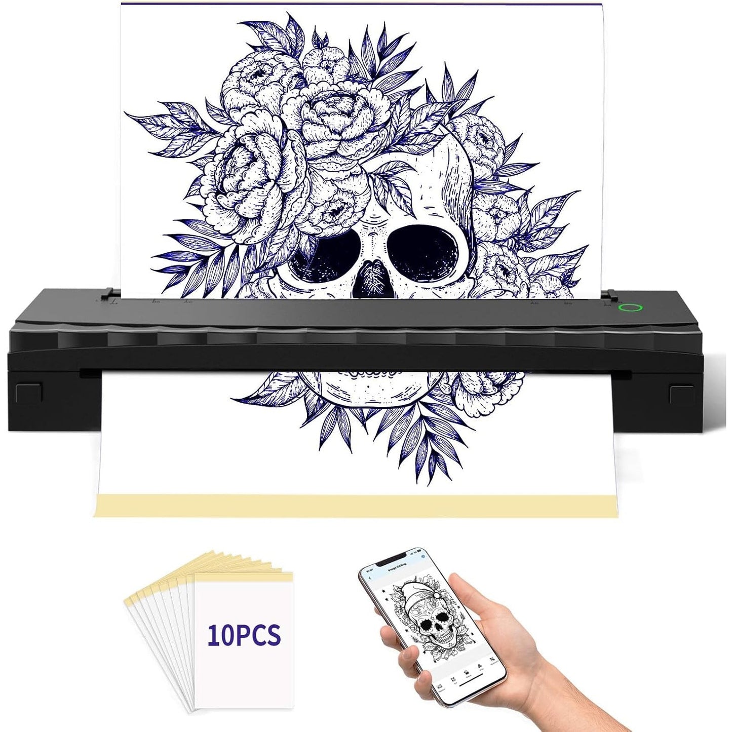 Tattoo Stencil Printer D80 - Wireless Bluetooth Thermal Printer for Tattoo Transfer Paper & A4 Office Printing