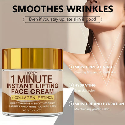 Face Cream with Retinol & Collagen 2.12oz - Instant Lifting Deep Hydration Smooths Fine Lines for Bath Time, Home Spa and Personal Care