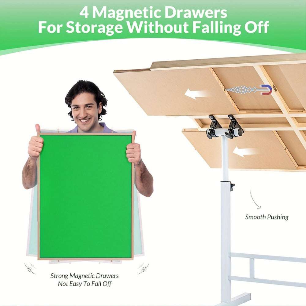 Jigsaw Puzzle Table with 4 Drawers 1500 Pieces – Adjustable Angle & Height 35"x26" Tilting Wood Board with Metal Legs