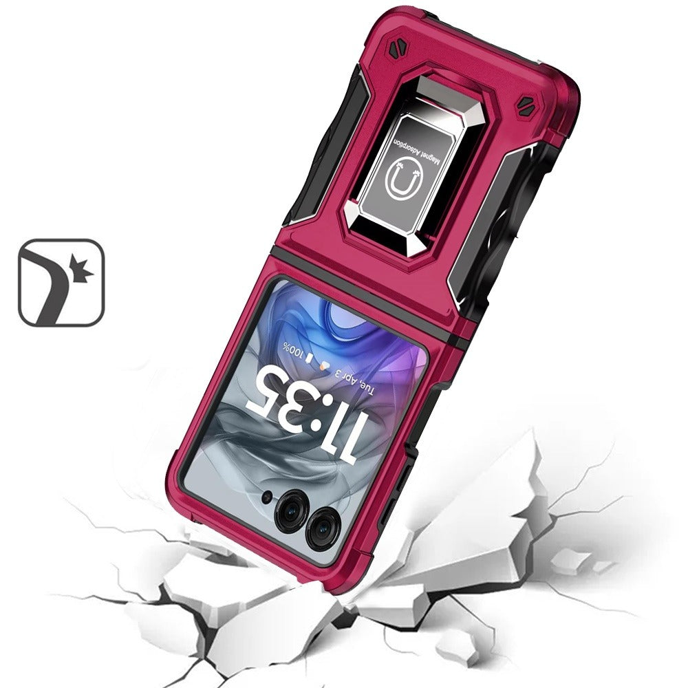 Phone Case Metal Ring Kickstand with TPU and PC Shell for Motorola Razr 2024 in Eight Colors