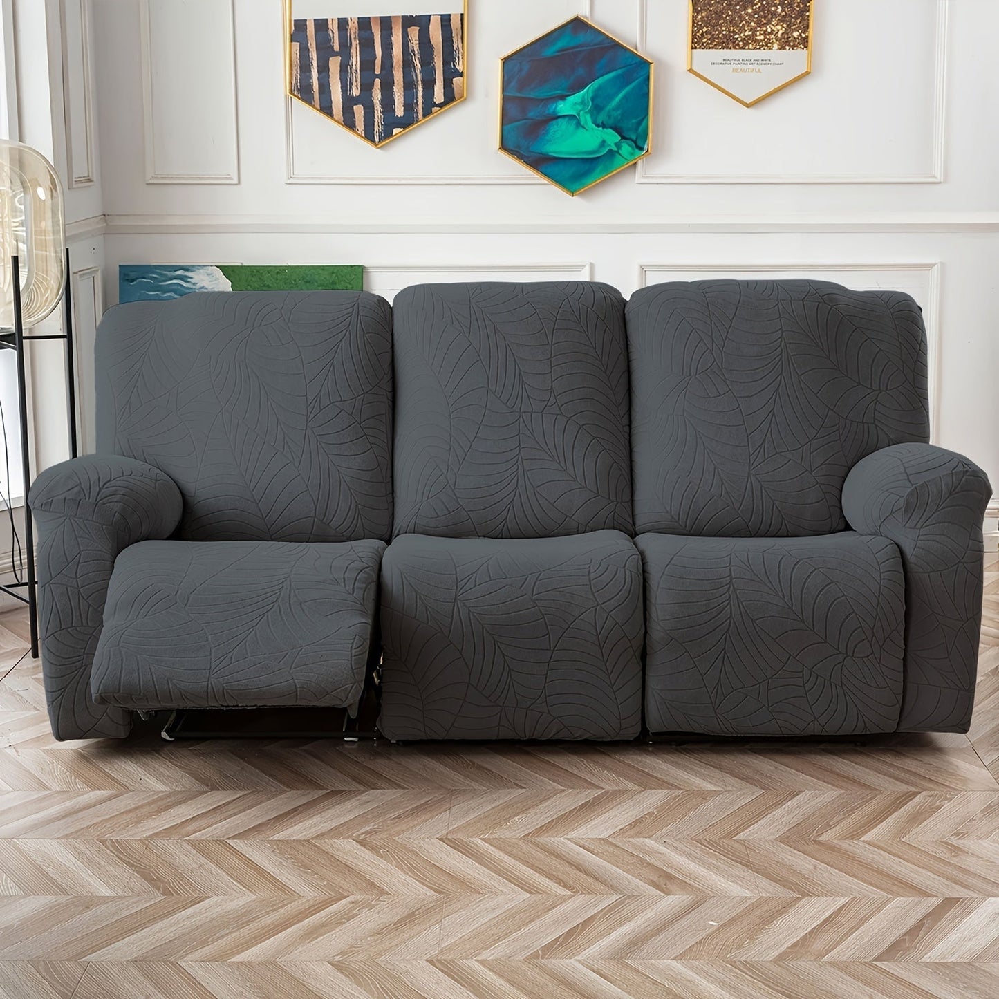 Sofa Cover Big-Leaf Jacquard High-Stretch Recliner Slipcover for 1, 2 or 3 Seats and Console Loveseats