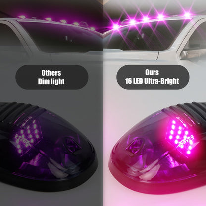 5pcs LED Cab Roof Marker Lights 16/24 LED 12V Super Bright UV-Resistant ABS Lens with Wiring Harness Kit for 2003-2018 Pickup Trucks 1500