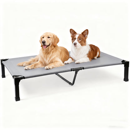Elevated Dog Bed with Cooling Mesh & Metal Frame – Raised Dog Cot Bed with Washable Breathable Mesh, No-Slip Feet
