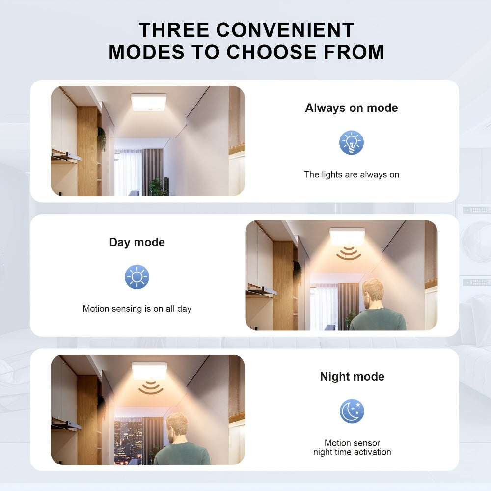 Wireless LED Ceiling Light Motion Sensor Rechargeable Battery Powered 3 Color Temperatures for Home Cooking, Dining and Outdoor Meals