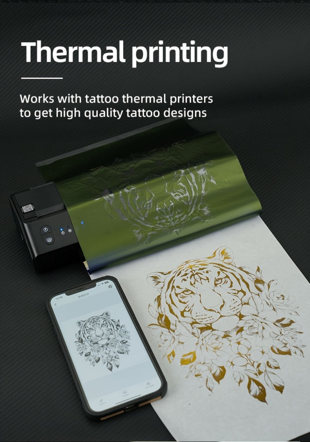 Tattoo Transfer Paper 100 Sheets 4-Layer Thermal Stencil, Sharp Precise Design Transfer, Hand Drawing &