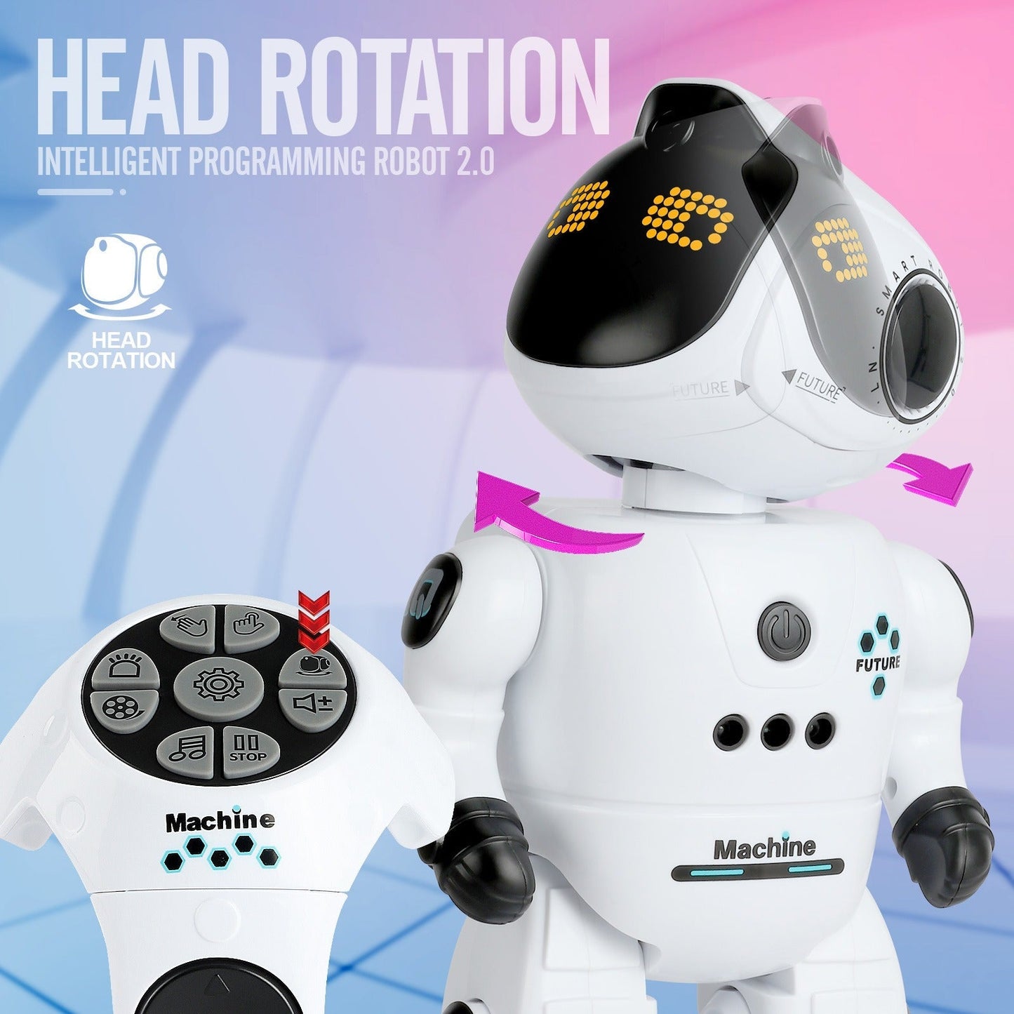 Gesture Control RC Robot Toy for Kids, Voice Recording, Programming, EMO LED Infrared Intelligent Interactive Robot