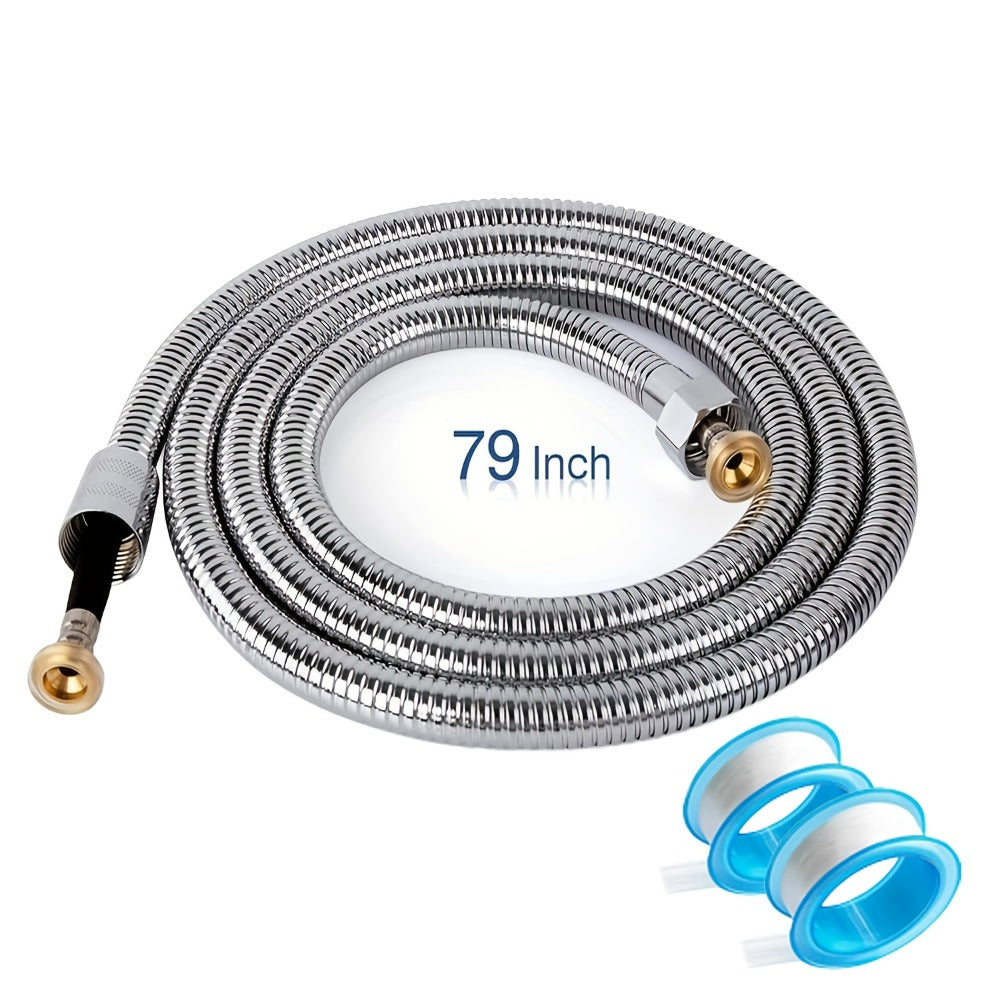 High-Pressure Shower Hose 78.7 Inch Extra Long – 304 Stainless Steel Chrome Plated, Explosion-Proof Braid Mesh