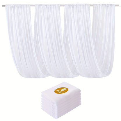 6-Pack Chiffon Ceiling Drapes for Wedding 63x118in – Sheer Polyester Backdrop Curtains with Rod Pockets for Wedding Arch, Party Stage