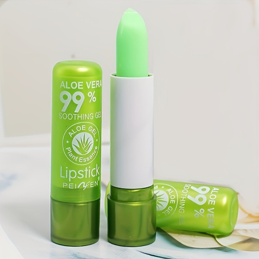 Lip Balm 6-Pack Green-to-Pink Color-Changing Sticks with Sheer Tint and Green Tube Packaging
