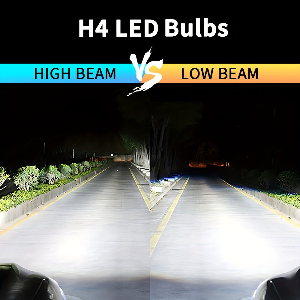 H4 LED Headlight Bulbs 60000LM 120W 6500K White High Low Beam Conversion Kit, 9003 HB2 HIR2 9012 Mini CSP Chips Non-Polarity EMC