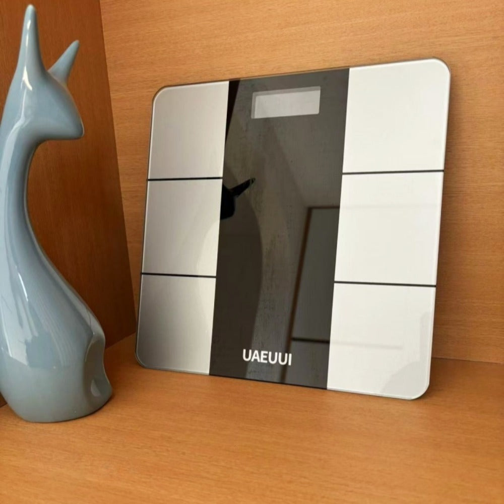 Gray Digital Bathroom Scale with Eight Metallic Electrode Panels and Top Display, Single Style