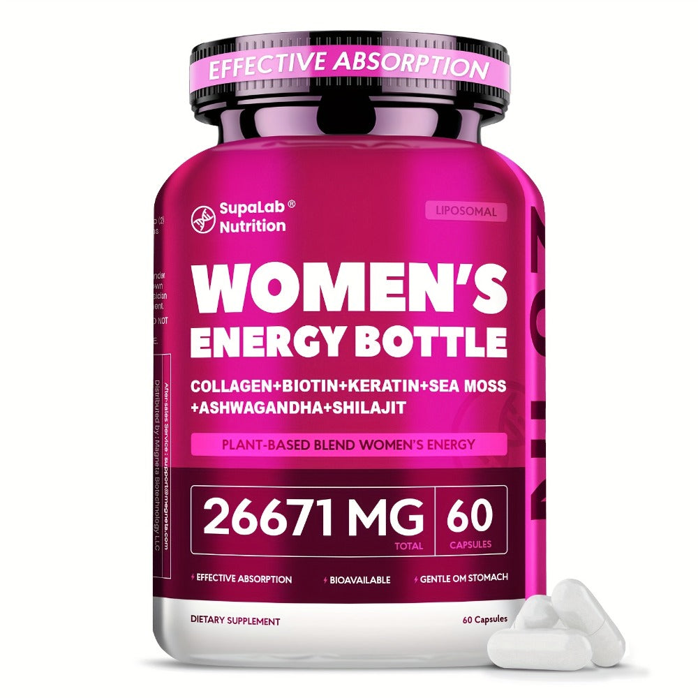 Sea Moss & Ashwagandha Women's Energy Supplement 20-in-1 with Shilajit - Hormonal Balance, Focus