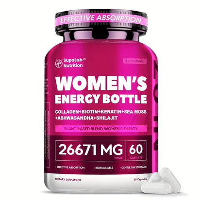 Sea Moss & Ashwagandha Women's Energy Supplement 20-in-1 with Shilajit - Hormonal Balance, Focus