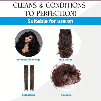 Wig Care Spray and Shampoo Set Anti-Frizz Deep Clean for Synthetic Human Hair & Braided Wigs