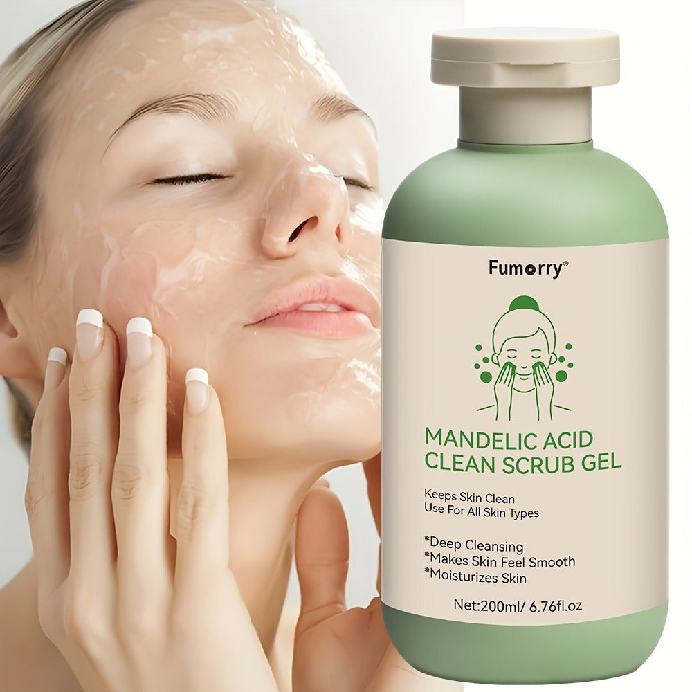 Mandelic Acid Exfoliating Gel 200ml with Aloe & Rose Extract, Deep Cleansing Pore Cleanser for Face & Body