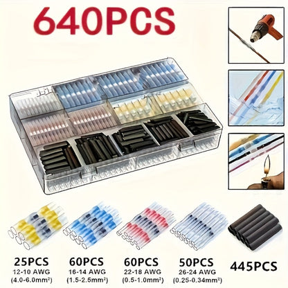 Solder Seal Wire Connectors Butt Splice Terminals 320/640/900pcs for Entryways, Bedrooms and Living Spaces