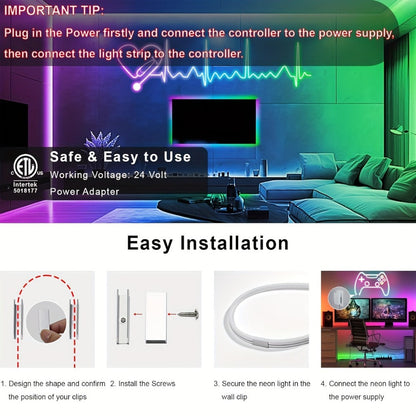 RGBIC Color Chasing LED Neon Rope Light with App & Remote Control, Music Sync, DIY Design, Multi-Color Including White