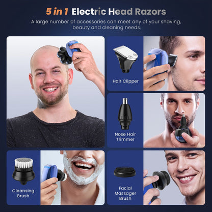 Electric Head Shaver for Bald Men 7D 7 Floating Heads – All-in-One Grooming Kit with Nose Hair Trimmer & Facial Cleaning Brush