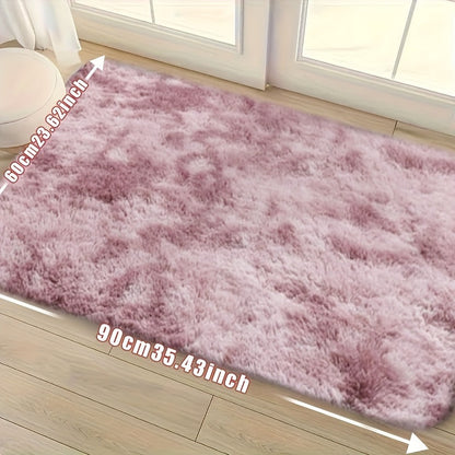 Area Rug Tie-Dye Polyester Plush Mat in Four Colors and Two Machine-Washable Sizes for Indoor Rooms