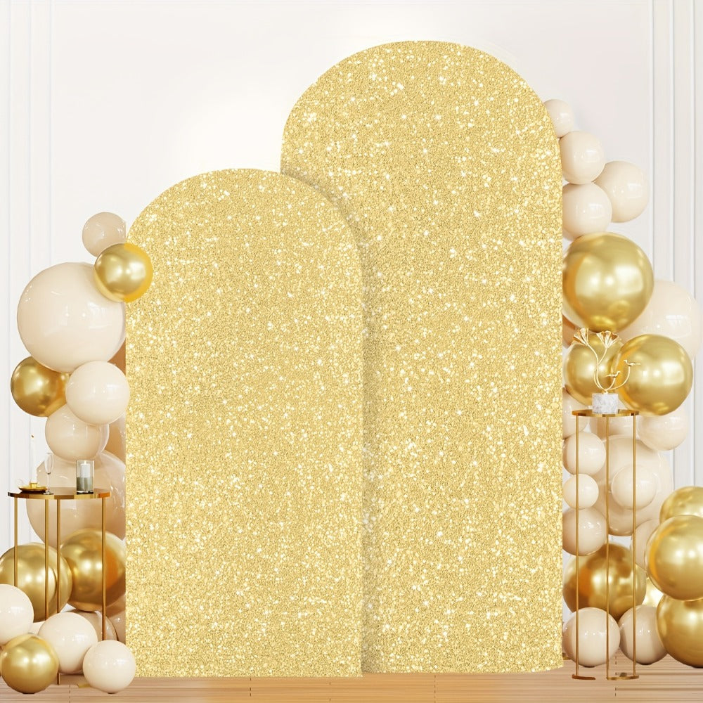 Glitter Sequin Arch Cover 2 Set 6Ft & 7.2Ft Metallic Spandex Payette Panel Wedding Arch Backdrop Cover for Wedding Ceremony, Birthday Party