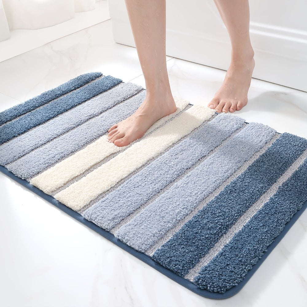 Chenille Bath Rug Non-Slip Absorbent Bathroom Mat – Extra Thick 1850g/㎡ Plush Washable Floor Mat for Bathroom Shower