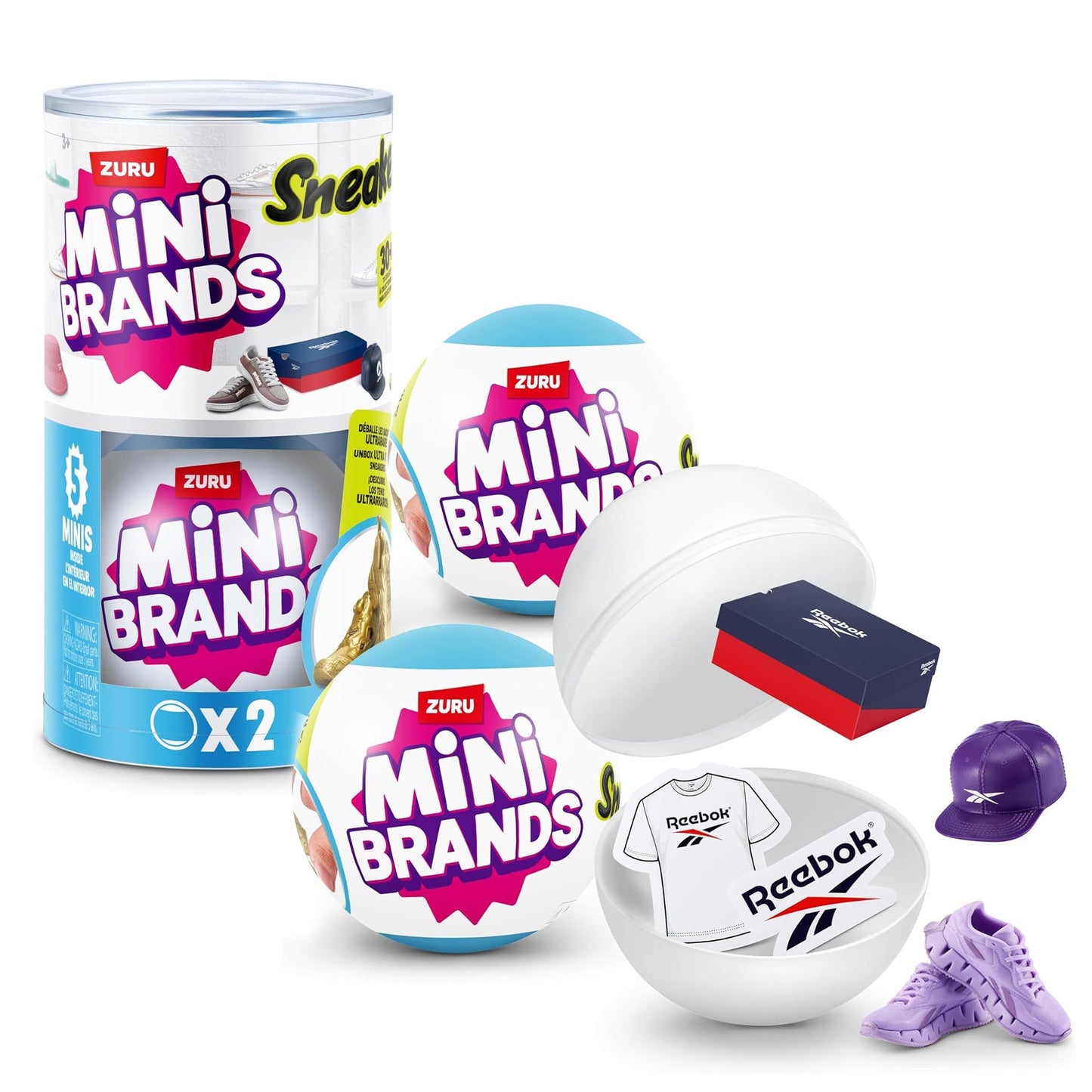 ZURU Mini Brands Sneakers Series 1 Mystery Capsule 2pcs, 5 Miniature Sneaker Collectibles with Cap