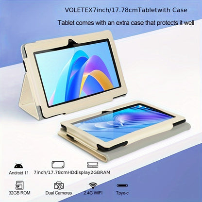 Android Tablet 7-Inch with Android 11, 2GB RAM, 32GB Internal Storage and Protective Case in Four Colors