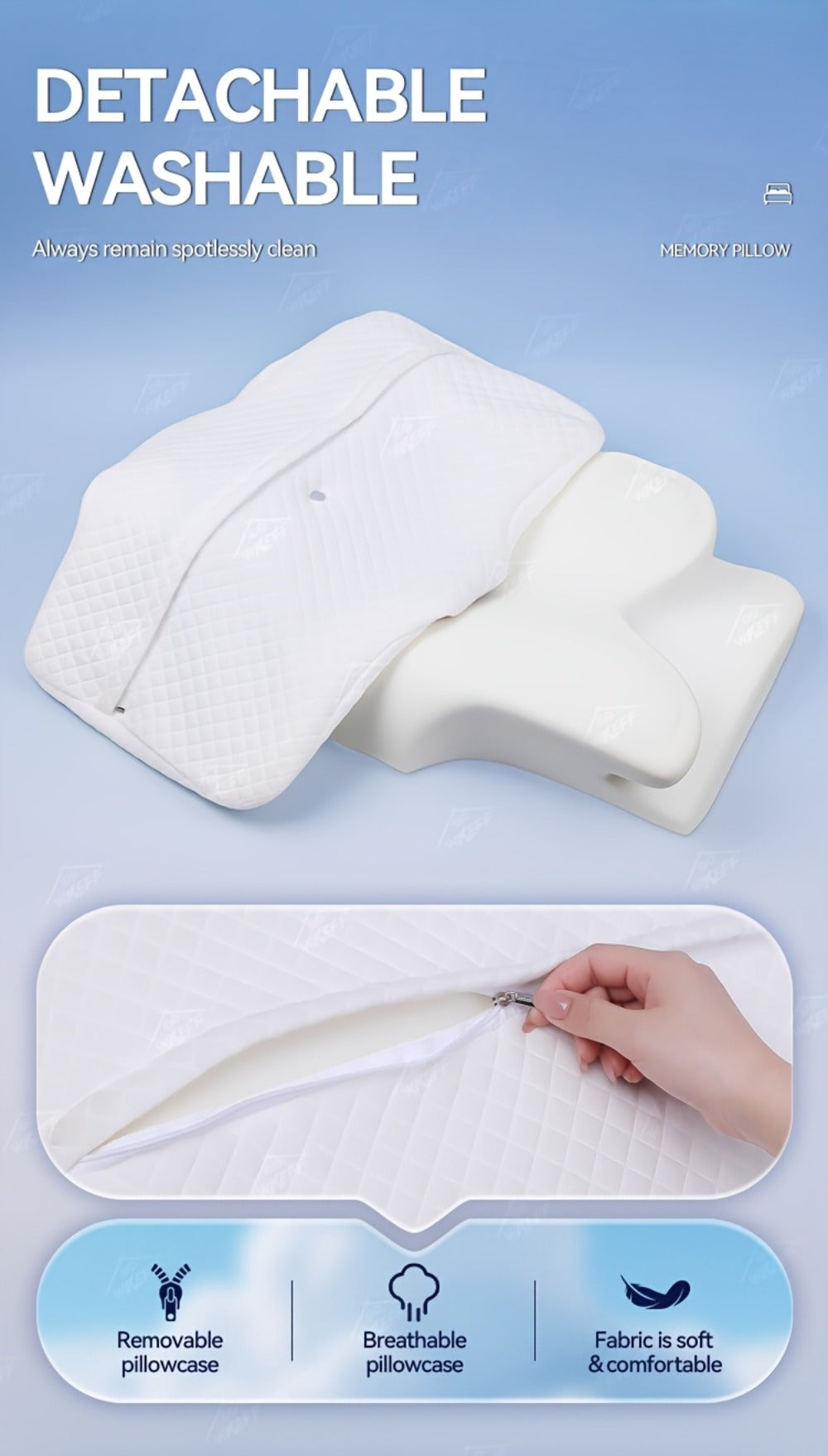 Cervical Neck Pillow for Sleeping - Butterfly Contour Memory Foam Support for Back & Side Sleepers