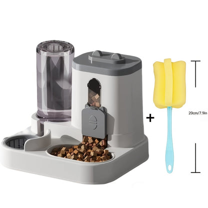 2-in-1 Cat Food and Water Dispenser – Gravity Auto Feeder Bowl Set with Quantitative Feeding, Cute Design for Cats & Small Dogs