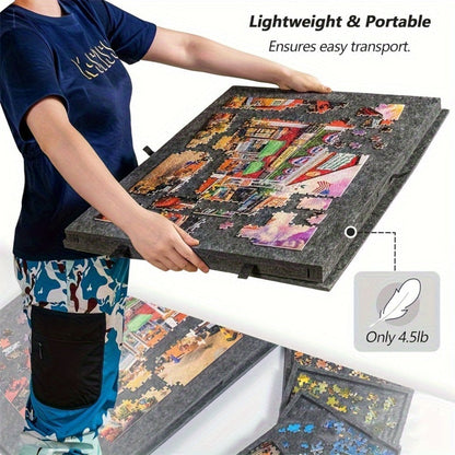 Large Puzzle Board for 1000 Piece Puzzles with 6-Drawer Sorting System, Foldable Jigsaw Table with Built-In Stand