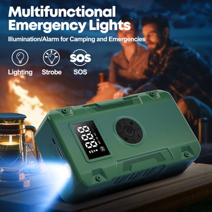 Jump Starter 10000A 7-in-1 with Air Pump – 150PSI Tire Inflator, Portable Battery Booster for Gas & Diesel, USB & USB-C Power Bank