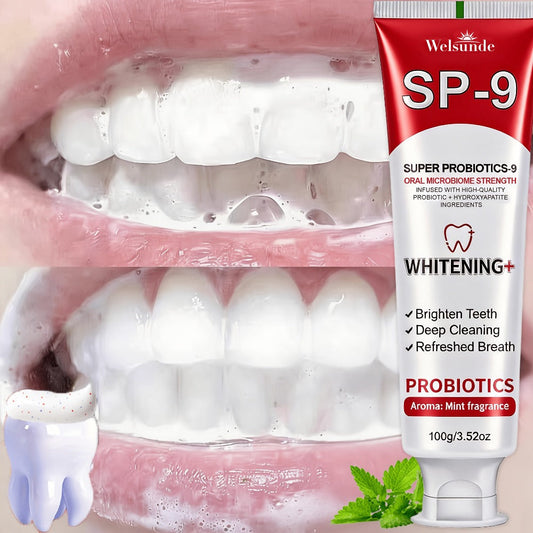 100g Mint SP-9 Toothpaste Tube with Probiotics Complex and Hydroxyapatite Highlighted on Label