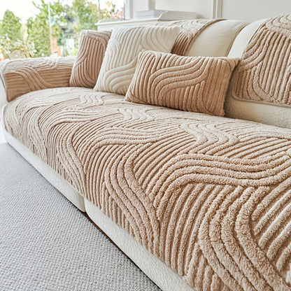 Sofa Cover Shu Velveteen Vintage-Style Panels with Textured Finish for 2 to Large 4-Seater Sofas