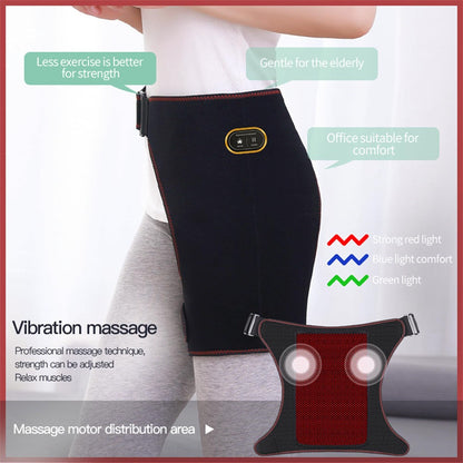Heated Hip Brace Massager USB Electric for Men & Women - 3 Vibration & 3 Heat Settings Hip Thigh Support Wrap with Heating Pad