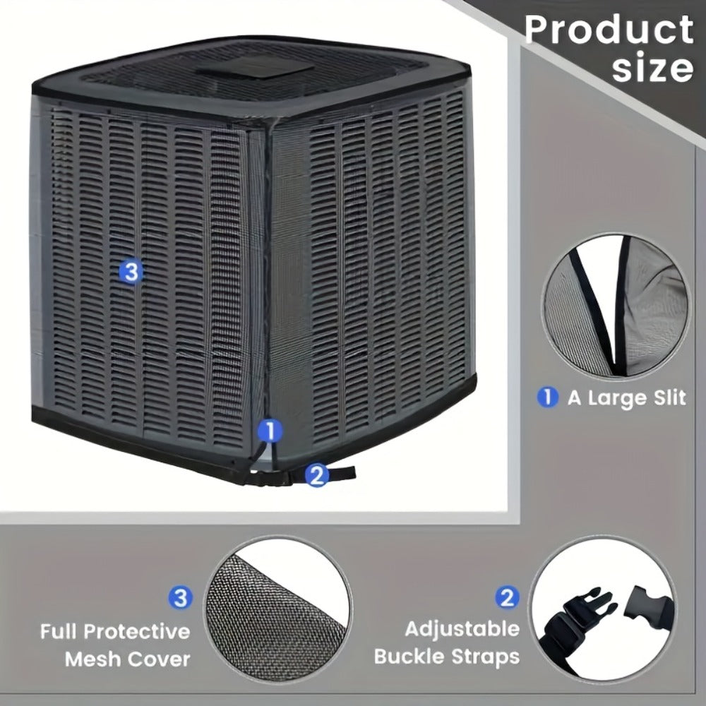 Outdoor AC Unit Cover Heavy Duty Waterproof Central Air Conditioner Cover with Mesh Vent Adjustable Straps UV Rain Snow Debris Bug Leaf