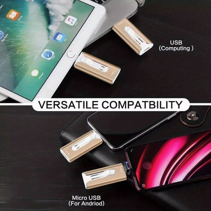 USB Flash Drive 4-in-1 USB 3.0 OTG Photo Drive with 128GB or 256GB Capacity, Four Connectors and Four Colors