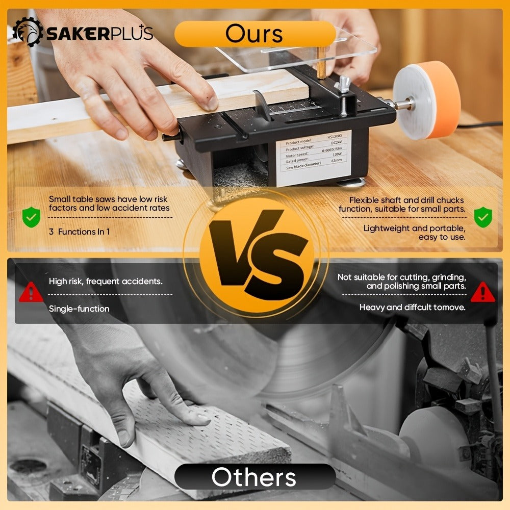 SakerPlus Mini Table Saw - 120/136pcs Multifunctional Portable All-in-One Machine, 7-Speed Adjustable
