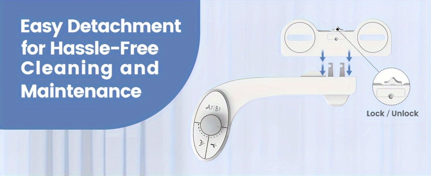 Ultra-Slim Non-Electric Bidet Attachment for Toilet, Self-Cleaning Dual Retractable Nozzles, Adjustable Water Pressure, Fresh Water Sprayer