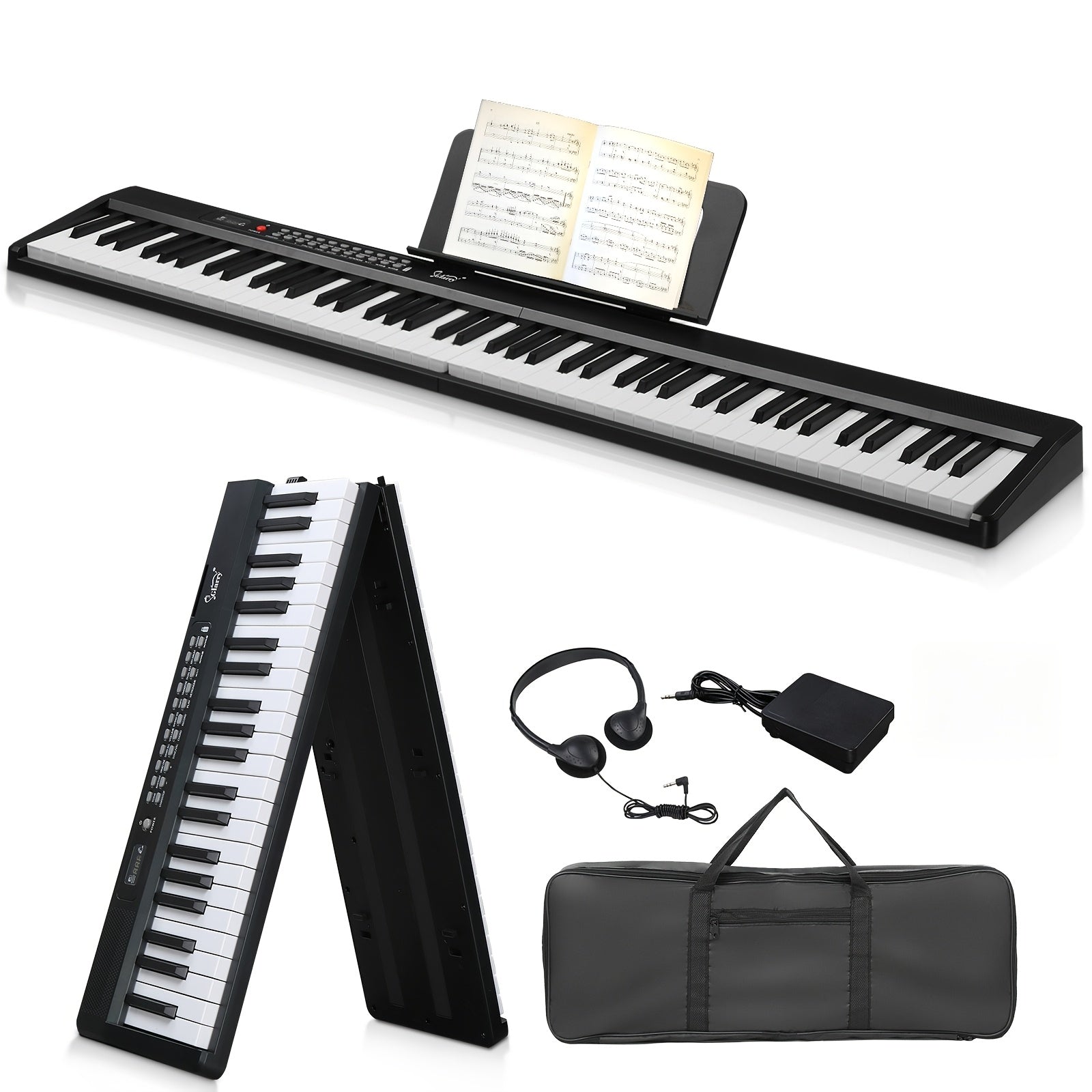 88-Key Foldable Digital Piano with MIDI shown in the Black option