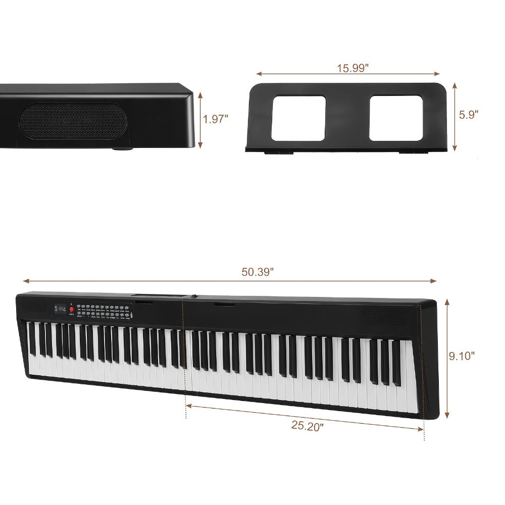 88-Key Foldable Digital Piano with MIDI, Pedal, Headphones and Bag detail image - detail view 3