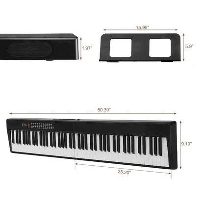 88-Key Foldable Digital Piano with MIDI, Pedal, Headphones and Bag detail image - detail view 3