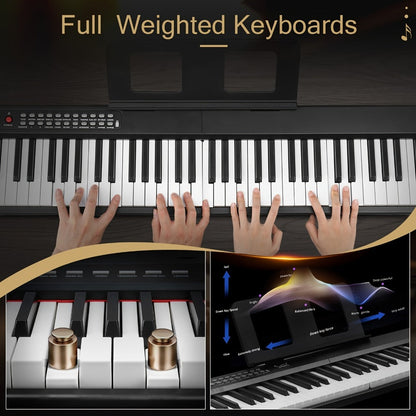 88-Key Foldable Digital Piano with MIDI, Pedal, Headphones and Bag detail image - detail view 4