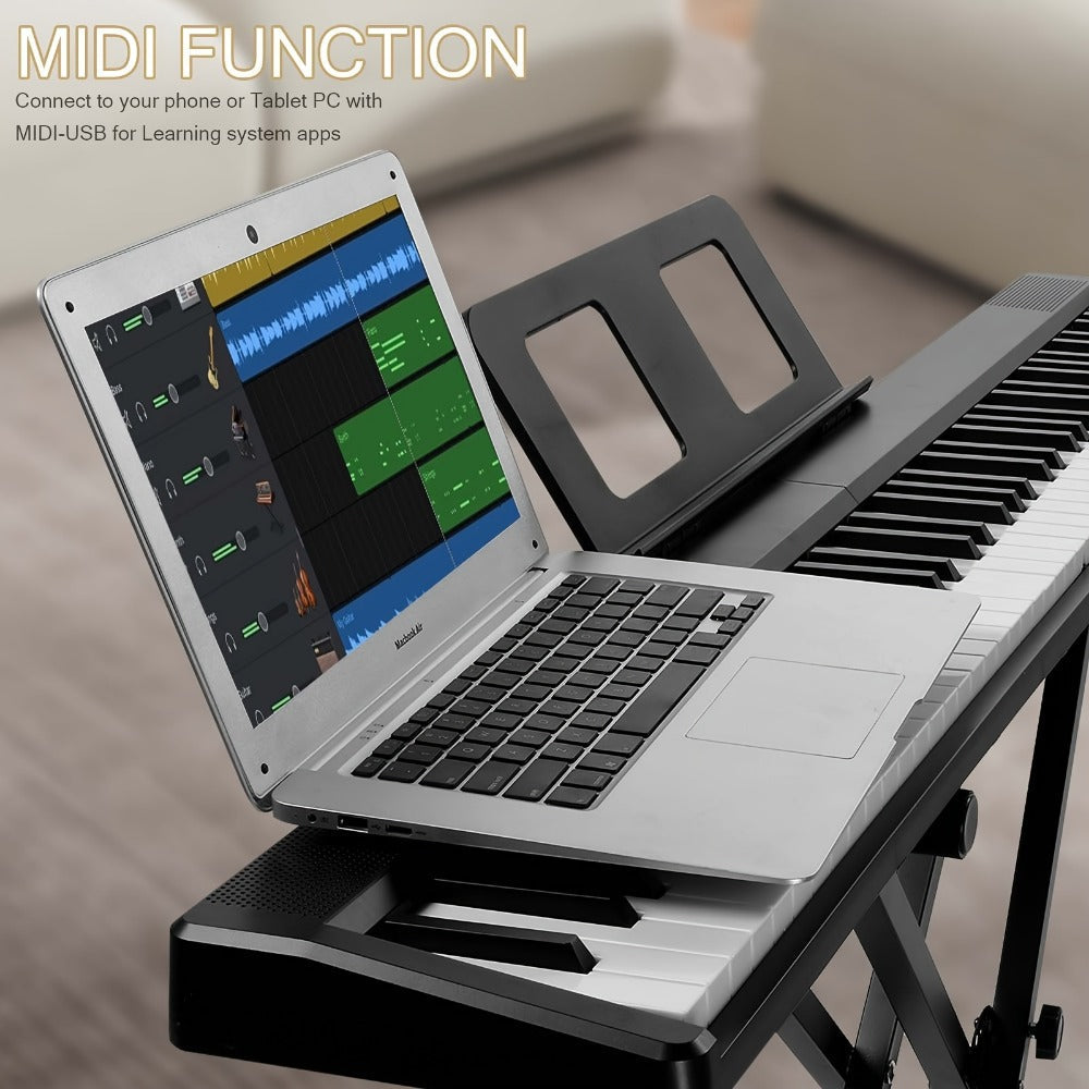 88-Key Foldable Digital Piano with MIDI, Pedal, Headphones and Bag detail image - detail view 5