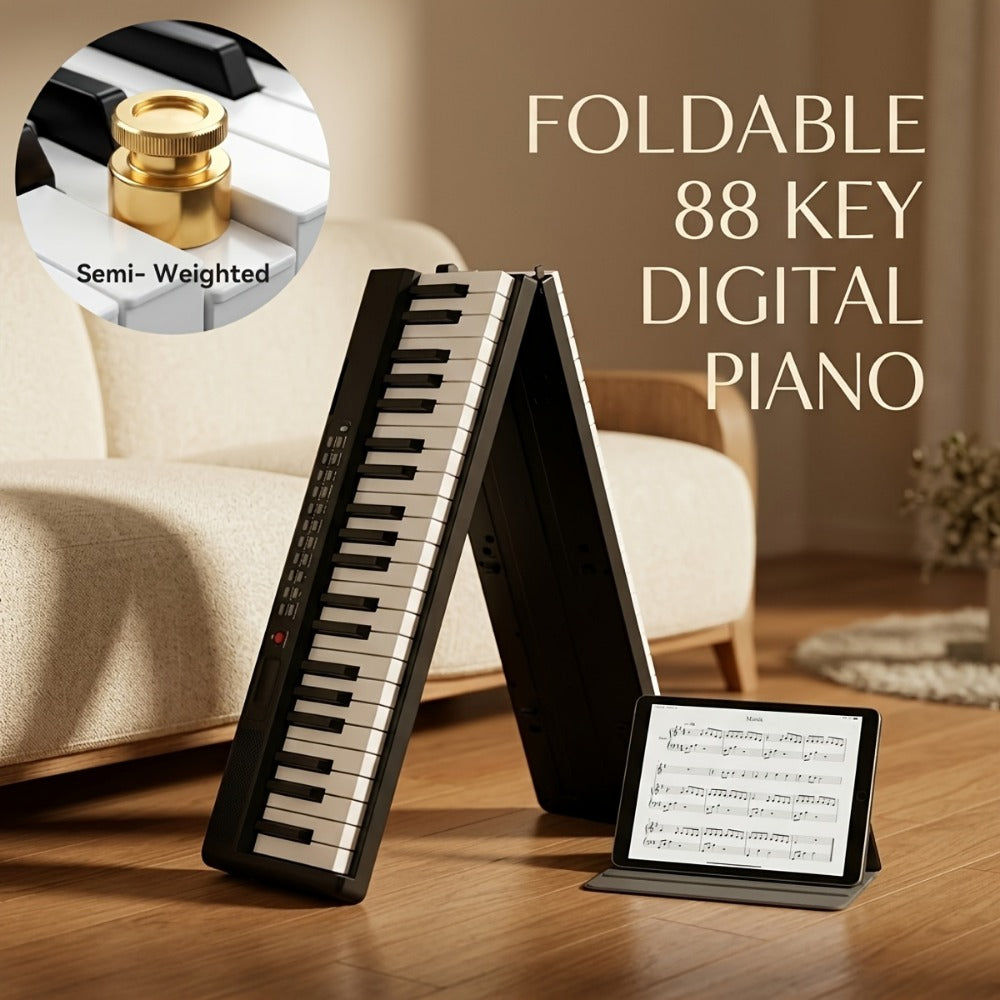 88-Key Foldable Digital Piano with MIDI, Pedal, Headphones and Bag detail image - detail view 8